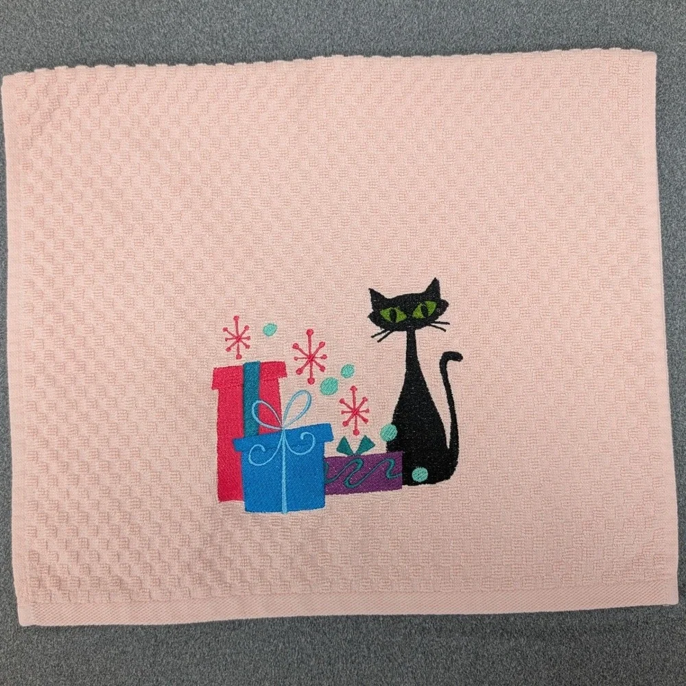 Christmas Mid Mod Atomic 1950's Holiday Gifts Kitchen Bath Bar Tea Hand Towel